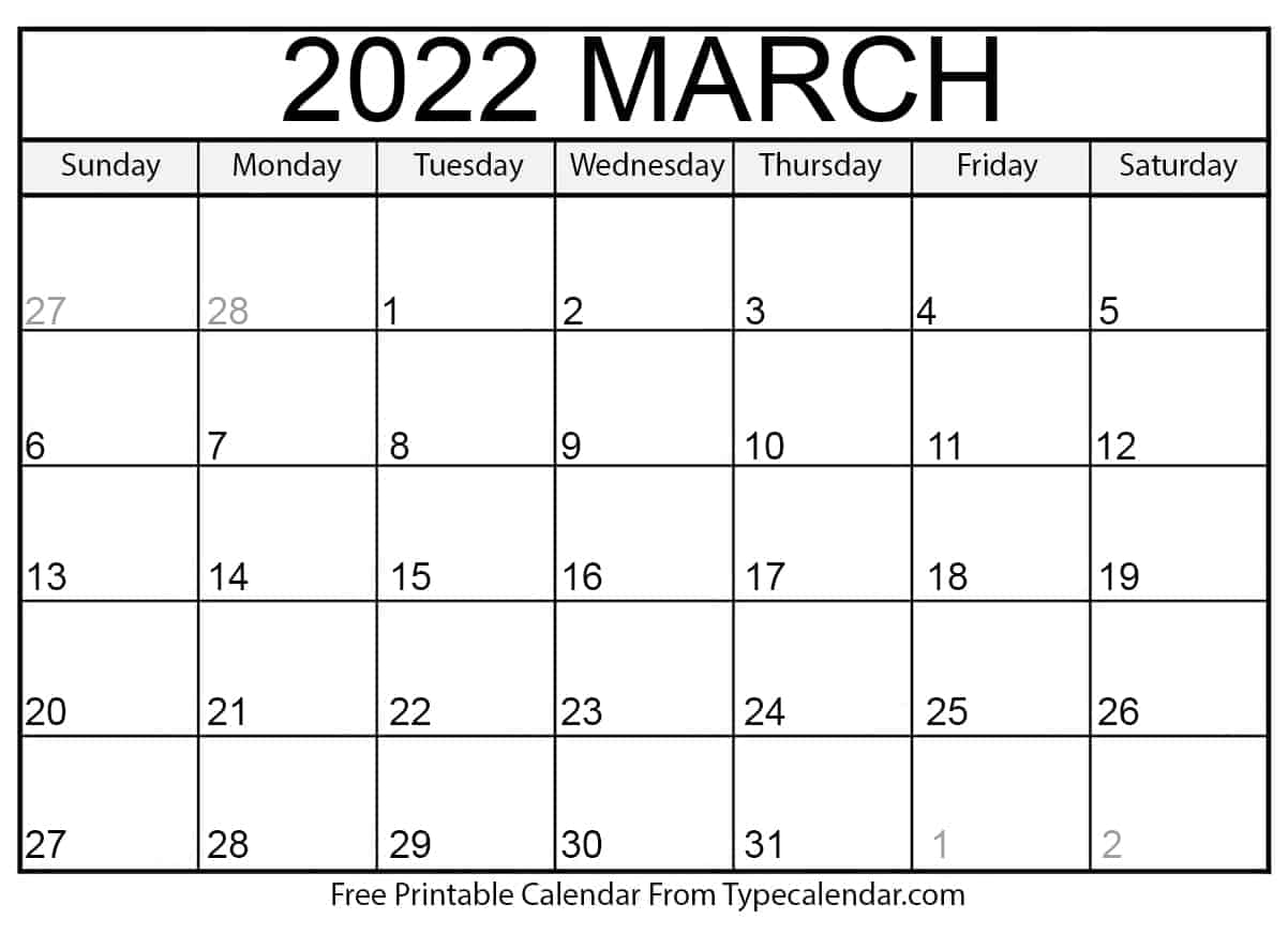 Kalender march 2022