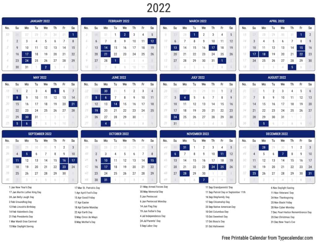 Hei 19 Grunner Til Free 2022 Calendar Word Download And Personalize 
