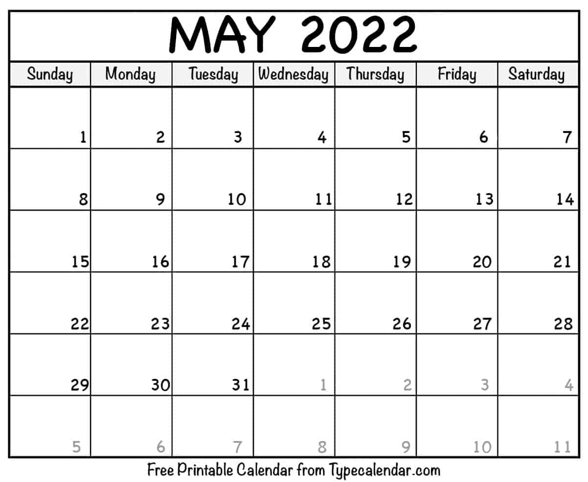 Blank May Calendar 2022 Pics