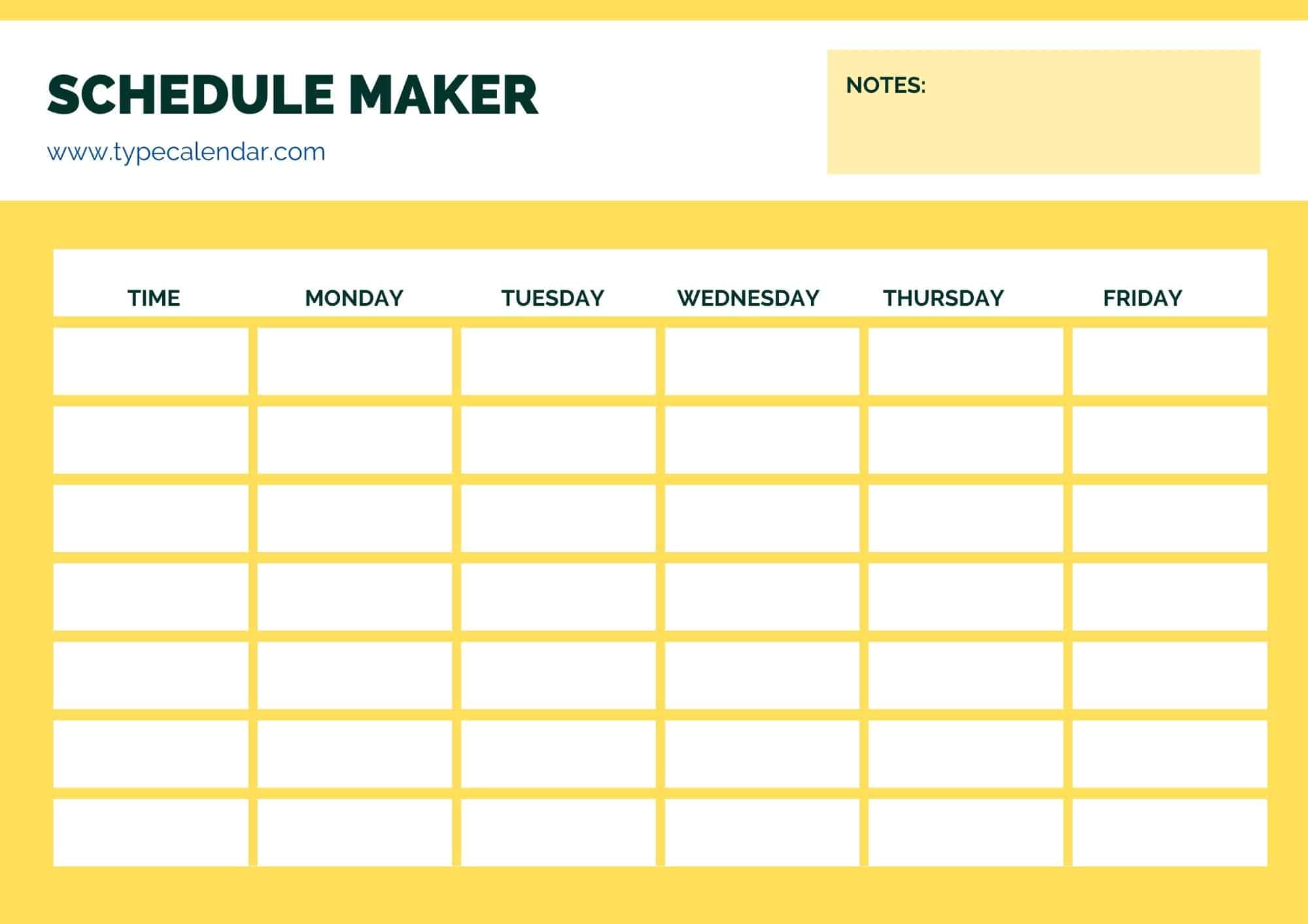 Free Schedule Maker Templates Online For College, Work Free Schedule Maker Templates Online For College, Work