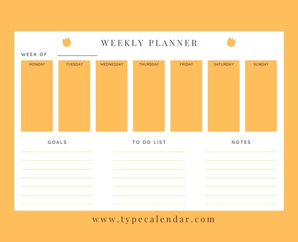 Weekly Calendar Weekly Calendar