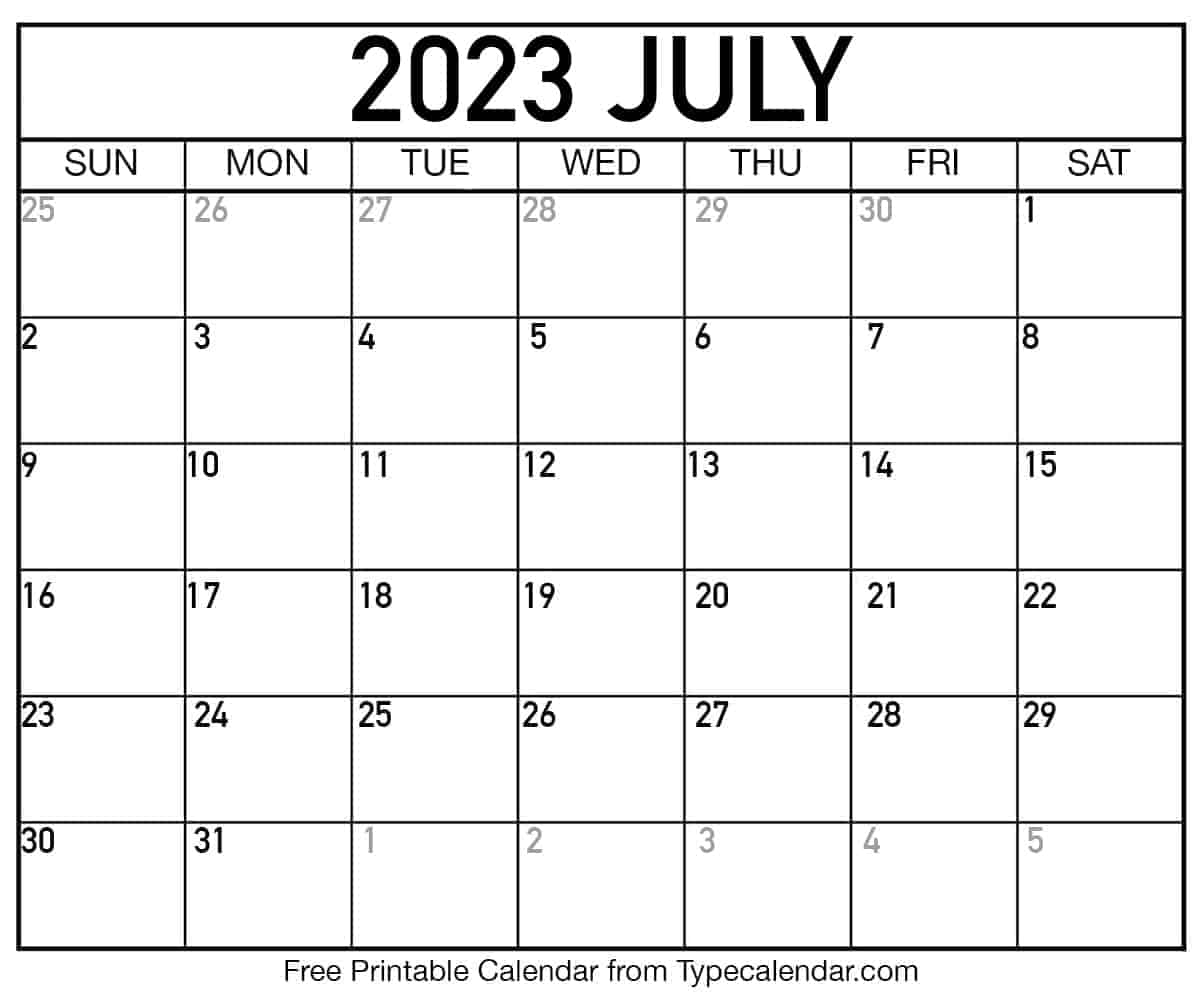 Free Printable July 2023 Calendars - Download