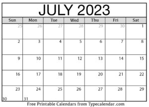 July 2023 Calendar