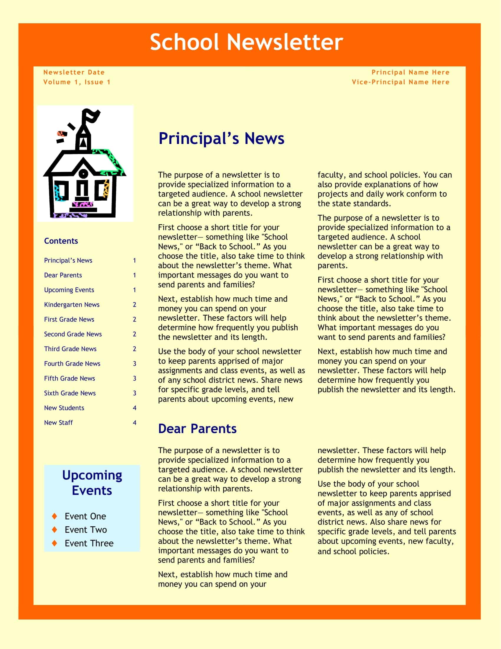 blank school newsletter template blank school newsletter template