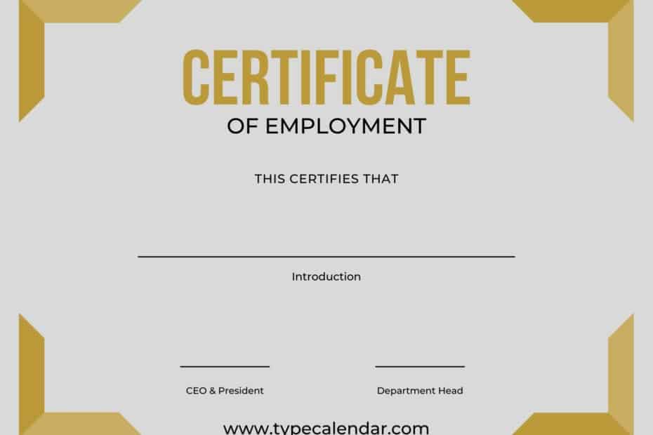 Certificate Of Employment