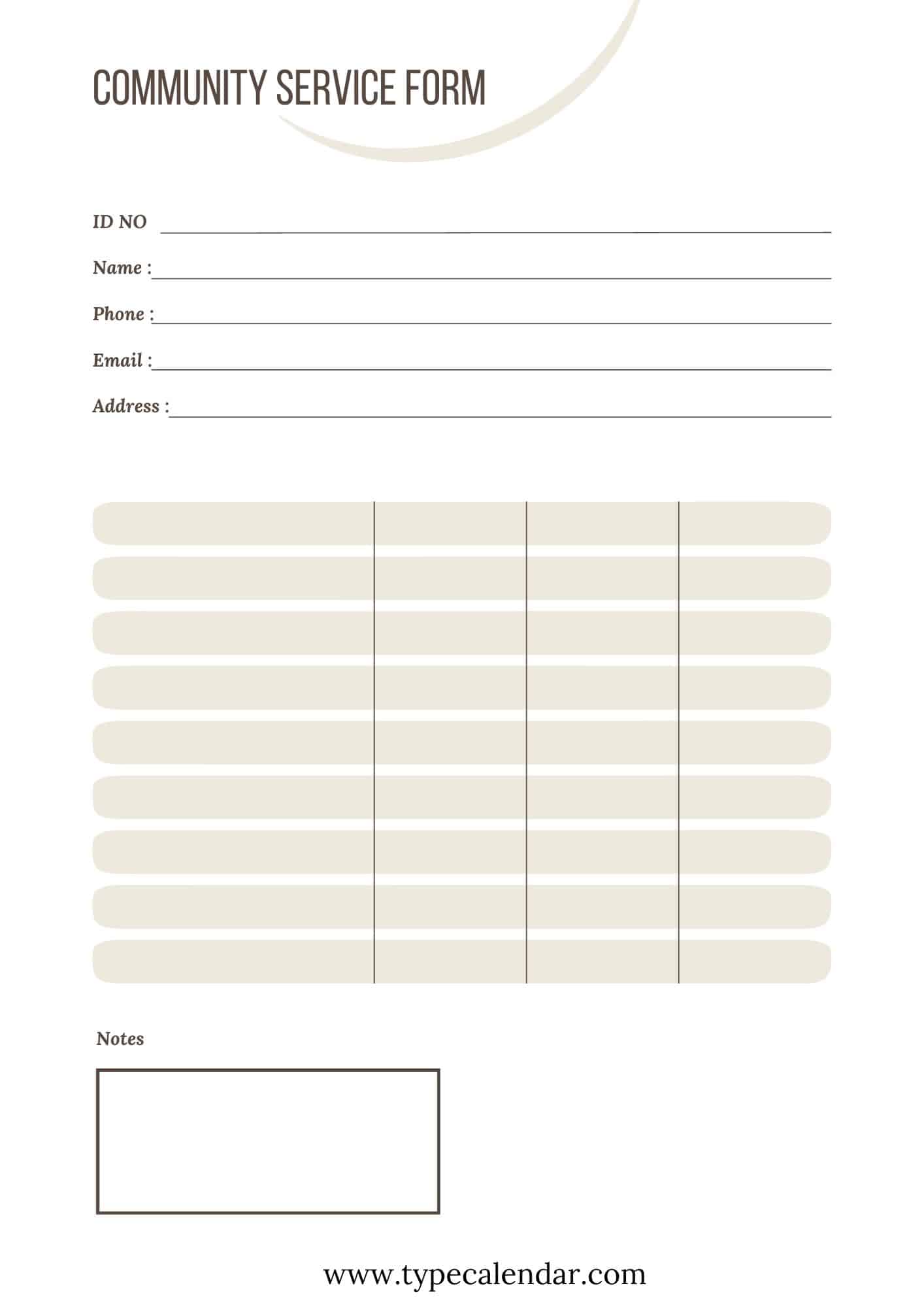 Community Service Form Templates Customizable Designs For Accurate