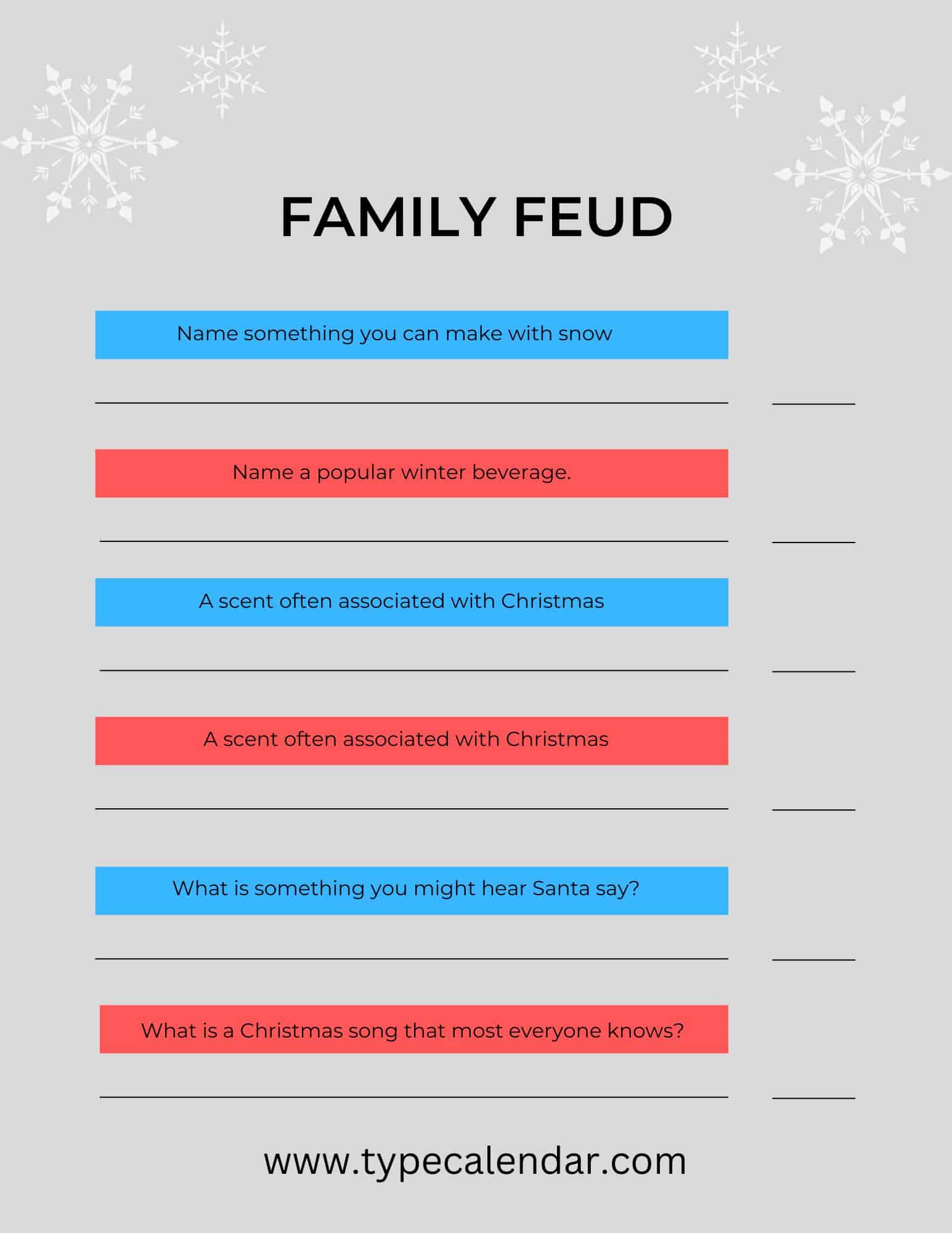 Christian Family Feud Game Printable