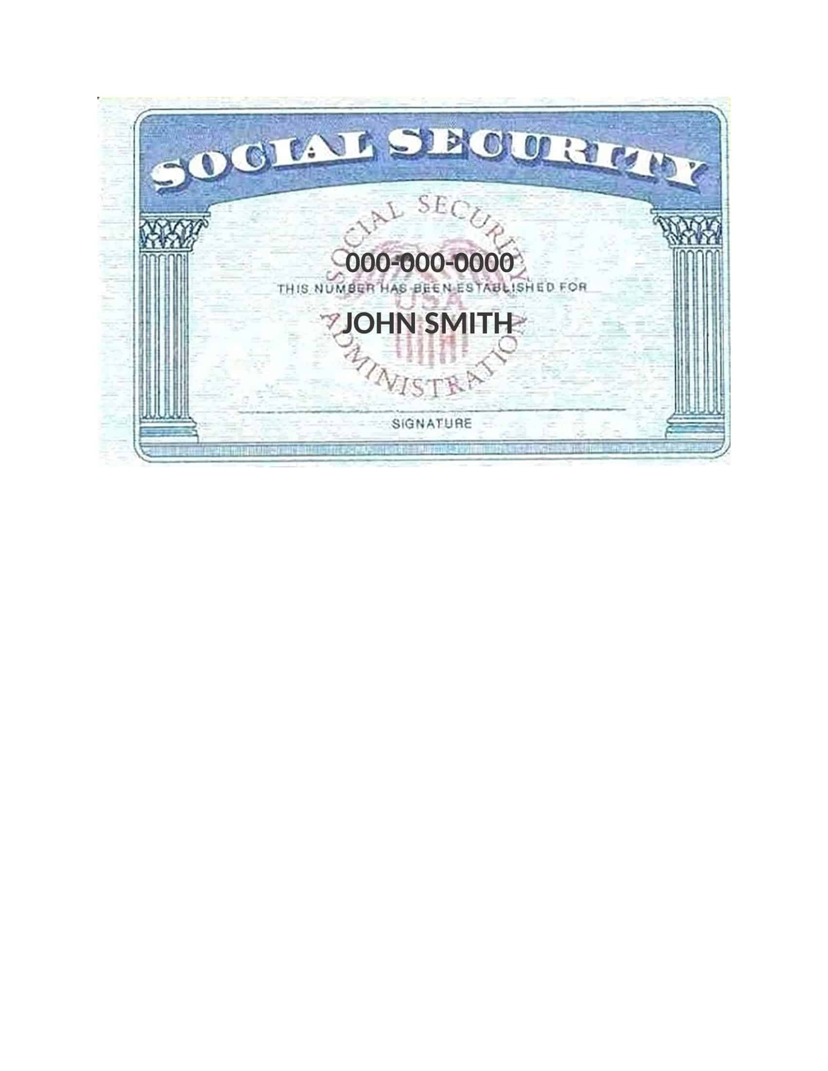 Blank Social Security Card Template Free Printable Fake SSN
