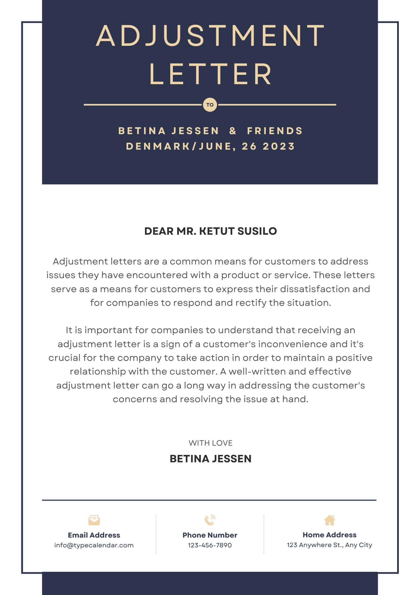 Free Printable Adjustment Letter Template Impress Apologize And