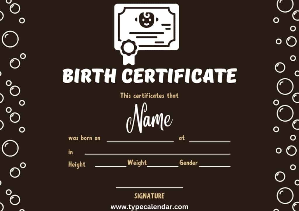 Free Printable Birth Certificate Templates PDF Blank Fillable
