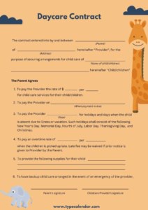 Free Printable Daycare Contract Templates [PDF] Sample