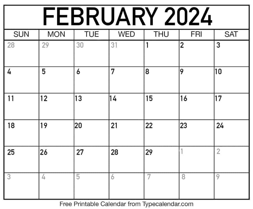 Free Printable February 2024 Calendars - Download