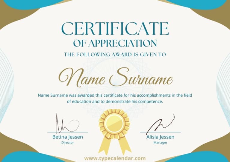Free Printable Certificate of Appreciation Template [PDF, Word]