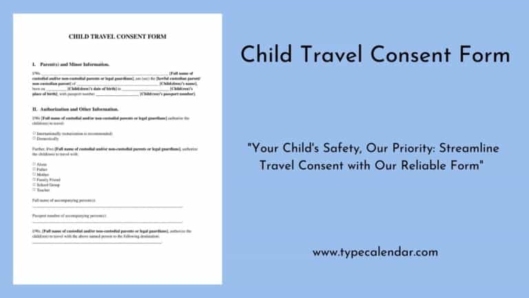 Free Printable Minor (Child Travel Consent Form) Templates [Word & PDF]