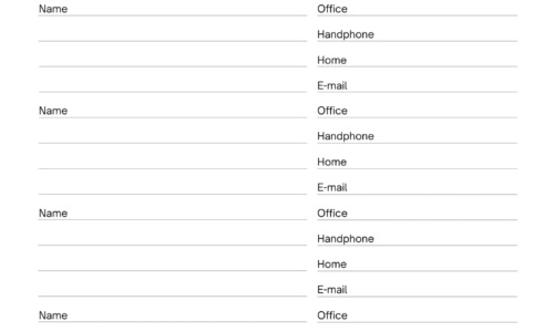 Free Printable Contact List Templates [Word, Excel, PDF] Editable