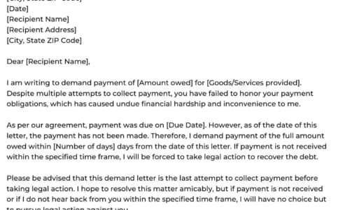 Free Printable Demand Letter Templates [Word, PDF] Money Owed
