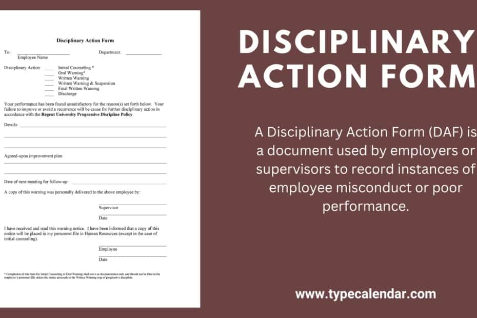 Disciplinary Action Form