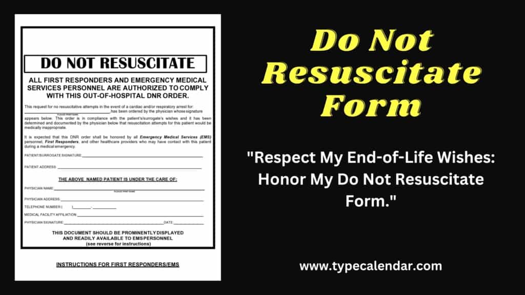 Free Printable Do Not Resuscitate DNR Order Form PDF Word Free Printable Do Not Resuscitate DNR Order Form PDF Word