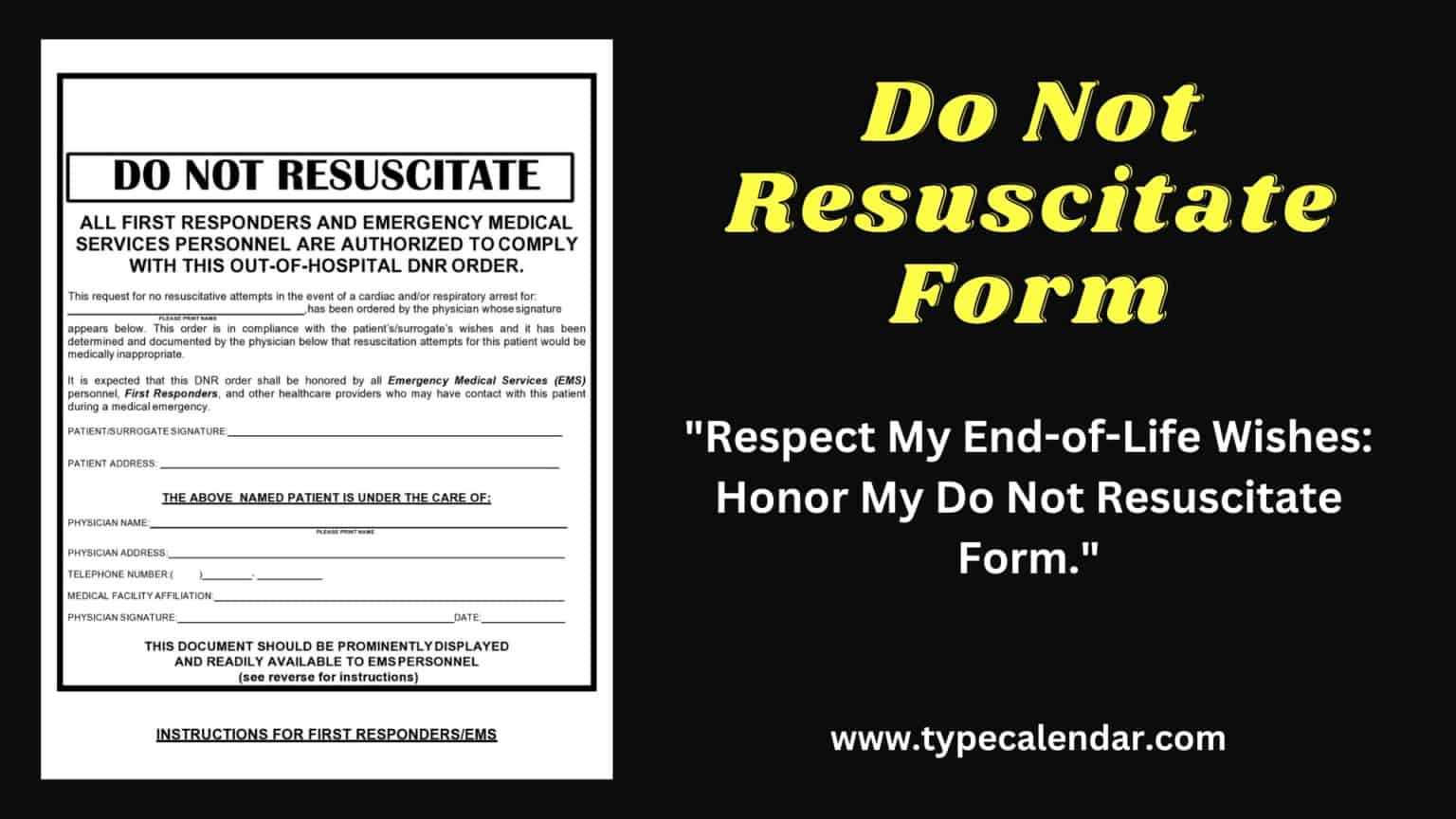 Free Printable Do Not Resuscitate DNR Order Form PDF Word Free Printable Do Not Resuscitate DNR Order Form PDF Word