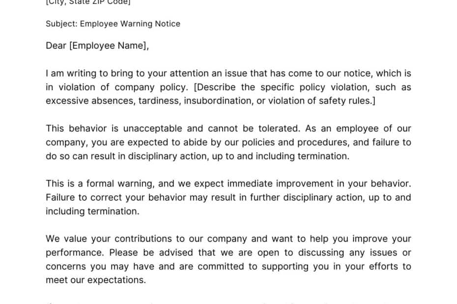 Employee Warning Notice