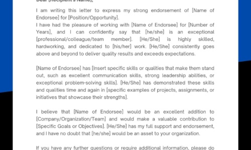 Free Printable Endorsement Letter Templates [Sample PDF]