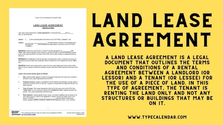Free Printable Land Lease Agreement Templates [Word & PDF] Sample