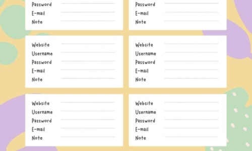 Free Printable Password List Templates [Excel, PDF] Alphabetical
