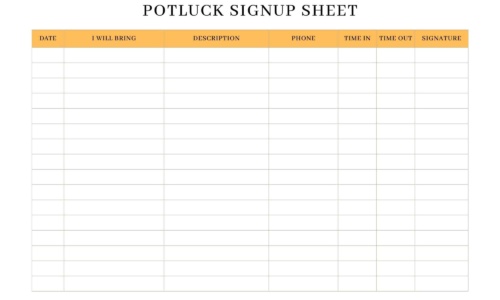 Free Printable Potluck Signup Sheet Templates [PDF, Word, Excel]