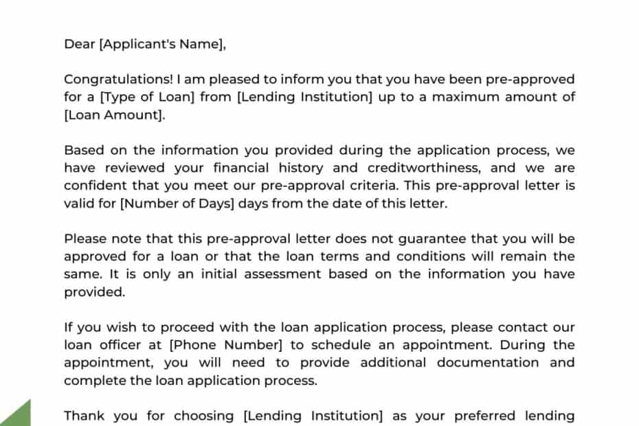 Pre-Approval Letter
