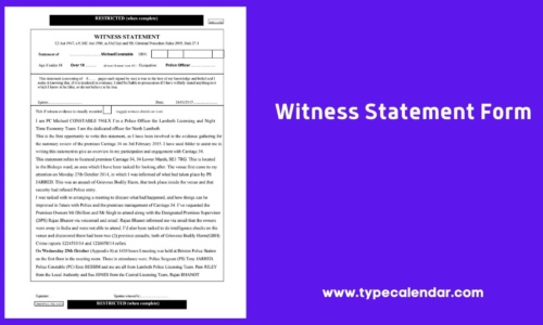 Free Printable Witness Statement Form Templates [PDF, Word] Example