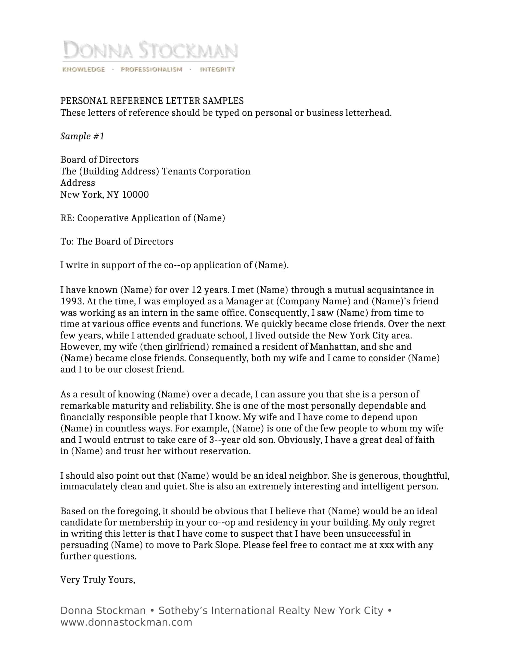 personal reference letter personal reference letter