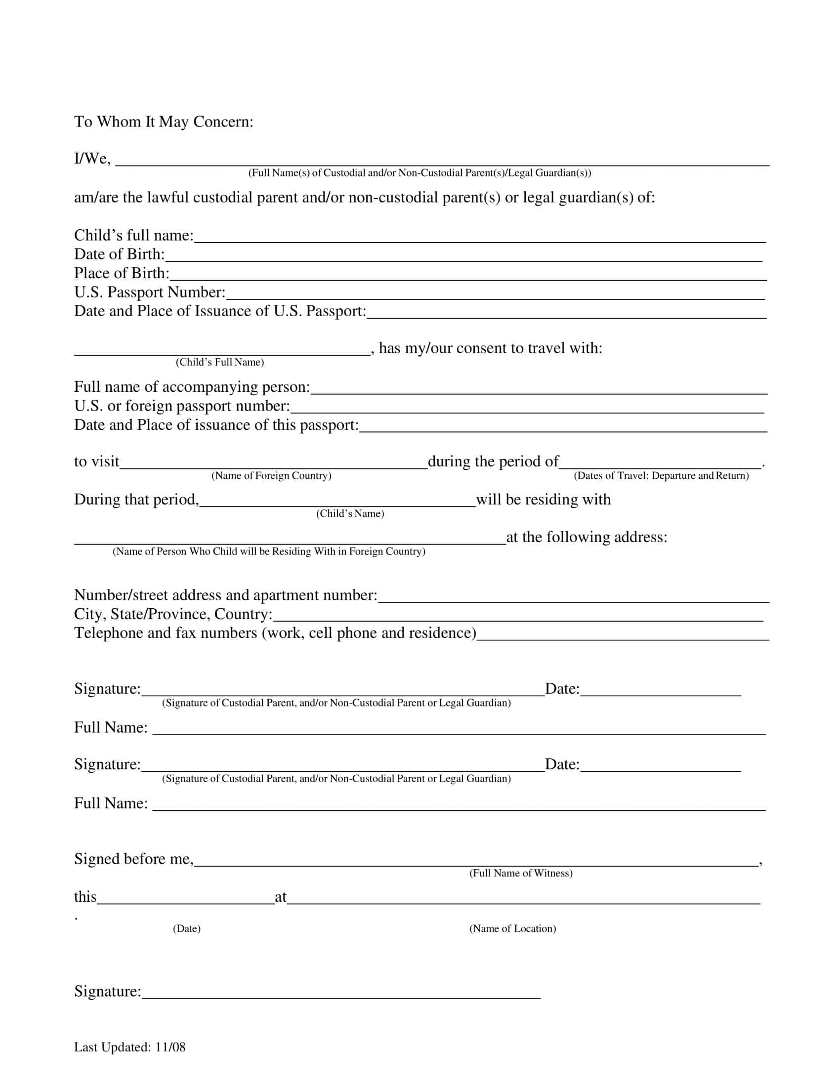 us child travel consent form us child travel consent form