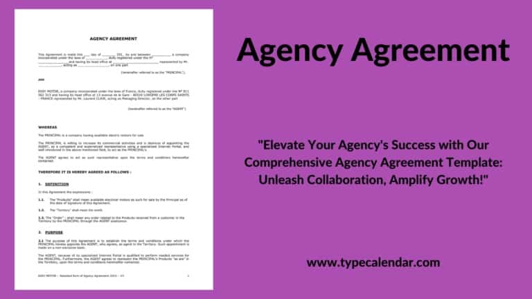 Free Printable Agency Agreement Templates [Word, PDF] Simple