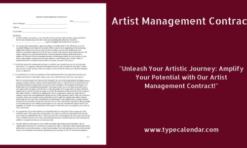 Free Printable Artist Management Contract Templates [PDF, Word] Letter