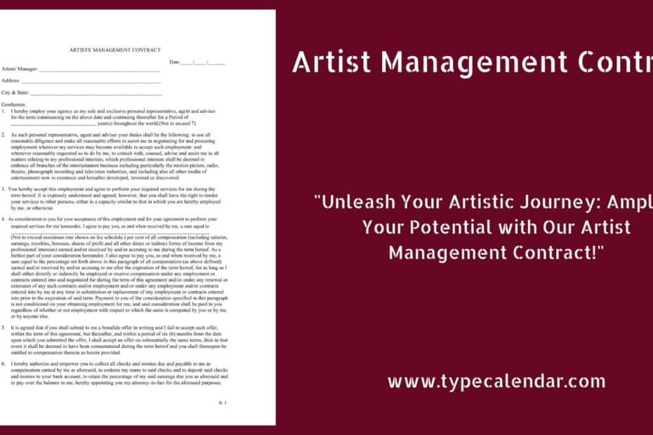 Artist Management Contract