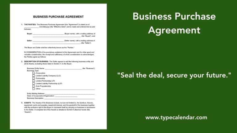 Free Printable Business Purchase Agreement Templates [PDF, Word]
