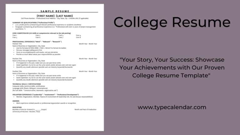 Free Printable College Resume Templates