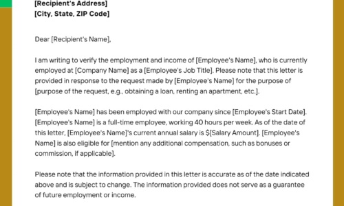Free Printable Income Verification Letter Templates [PDF, Word]