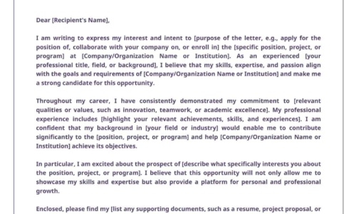 Free Printable Letter of Intent Templates [Word, PDF] +Tips