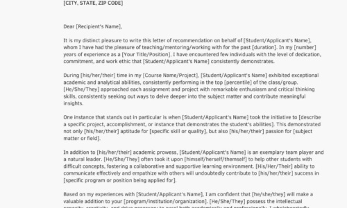 Free Printable Letter of Recommendation Templates [Student, Employee]