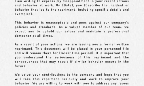 61+ Free Printable Letter of Reprimand Templates [Word] Example