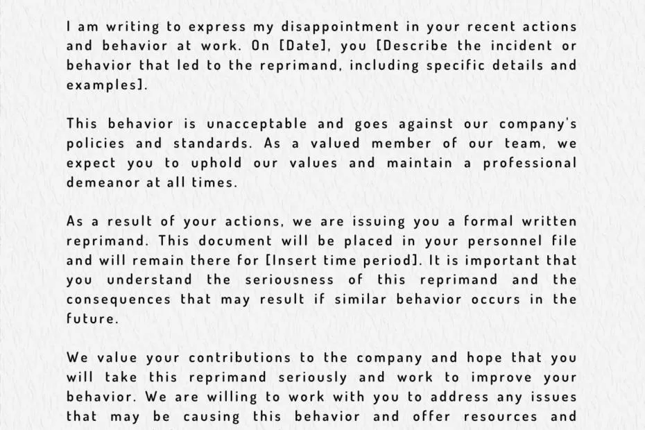 Letters of Reprimand