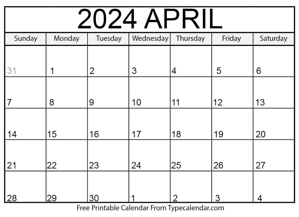 Free Printable April 2024 Calendars - Download Free Printable April 2024 Calendars - Download