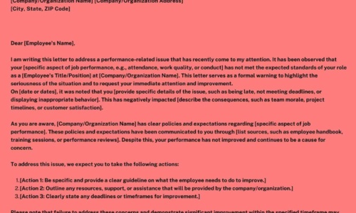 Free Printable Professional Warning Letter Sample [PDF] Employee