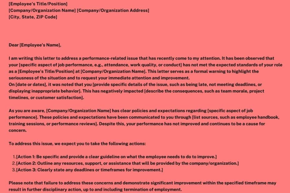 Professional Warning Letter