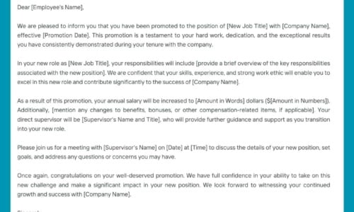 Free Printable Promotion Letter Templates [Word, PDF] Employee