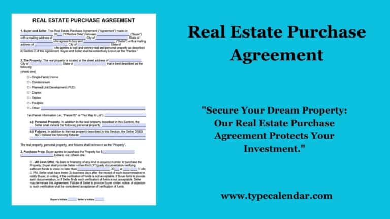 Free Printable Real Estate Purchase Agreement Templates [Word, PDF]