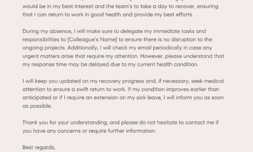 Free Printable Sick Leave Email Templates [For Office, One Day] Example Format