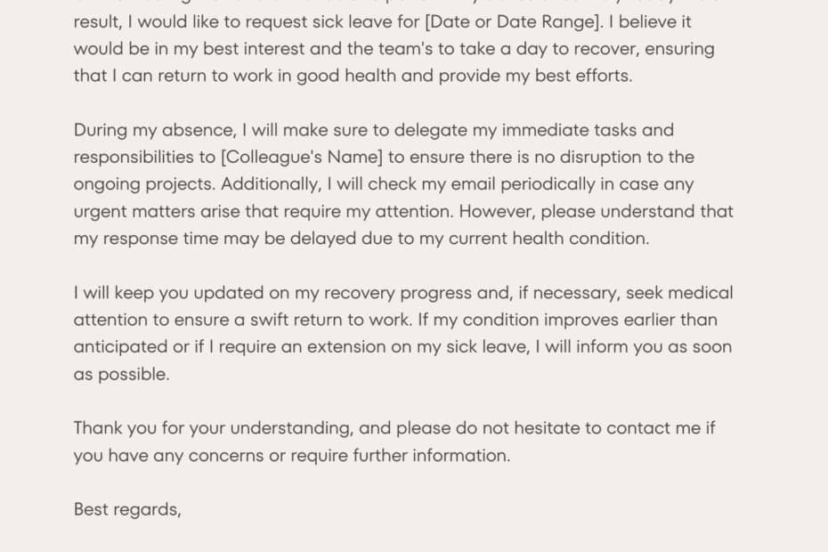 Sick Leave Email