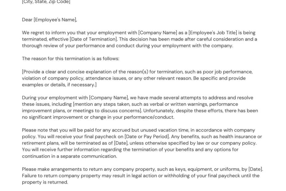 Termination Letter